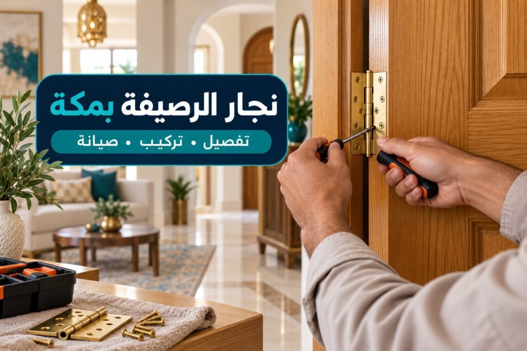 نجار الرصيفة بمكة — صيانة باب خشبي